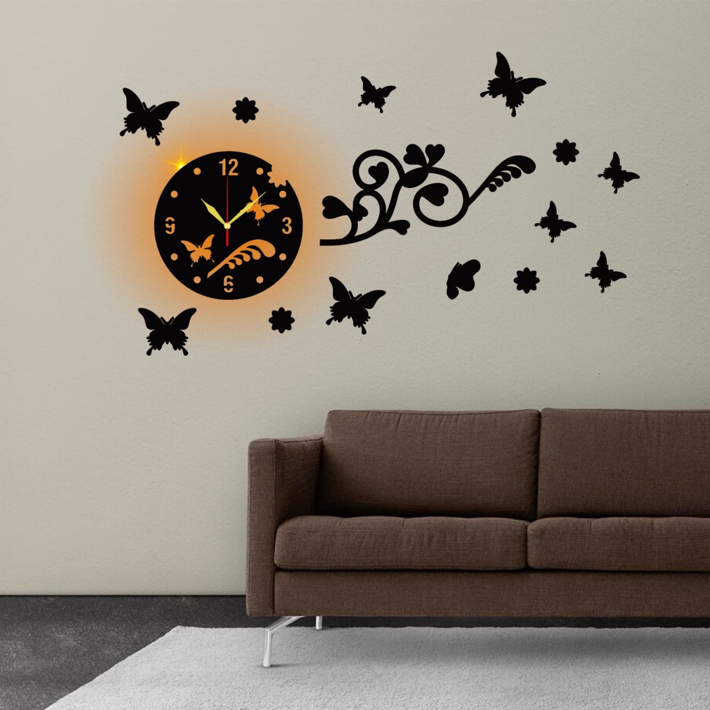 BUTTERFLY Wall Clock With Light