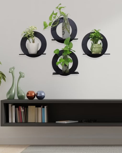 Set of 4 Random Moon Wall Hangings Black (NN9)